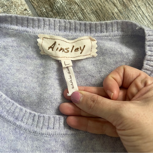 Ainsley 100% Cashmere Long Sleeve Sweater, Lavender, Women’s Large - Picture 2 of 7